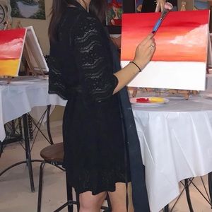 Bcbgmaxazria black embroidered lace dress with black slip underneath